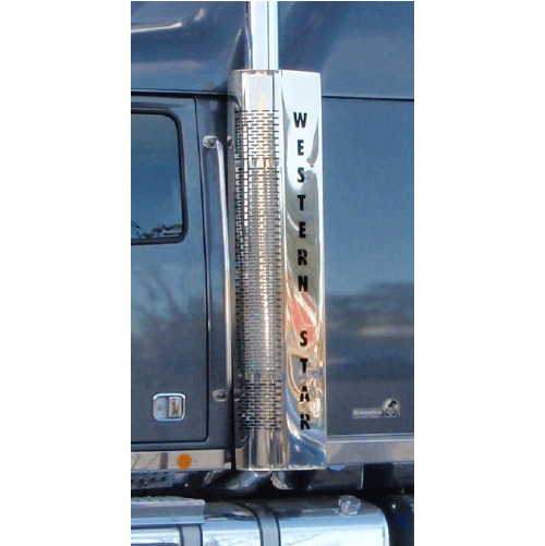 Stainless Steel Western Star Exhaust Shroud With Text Left