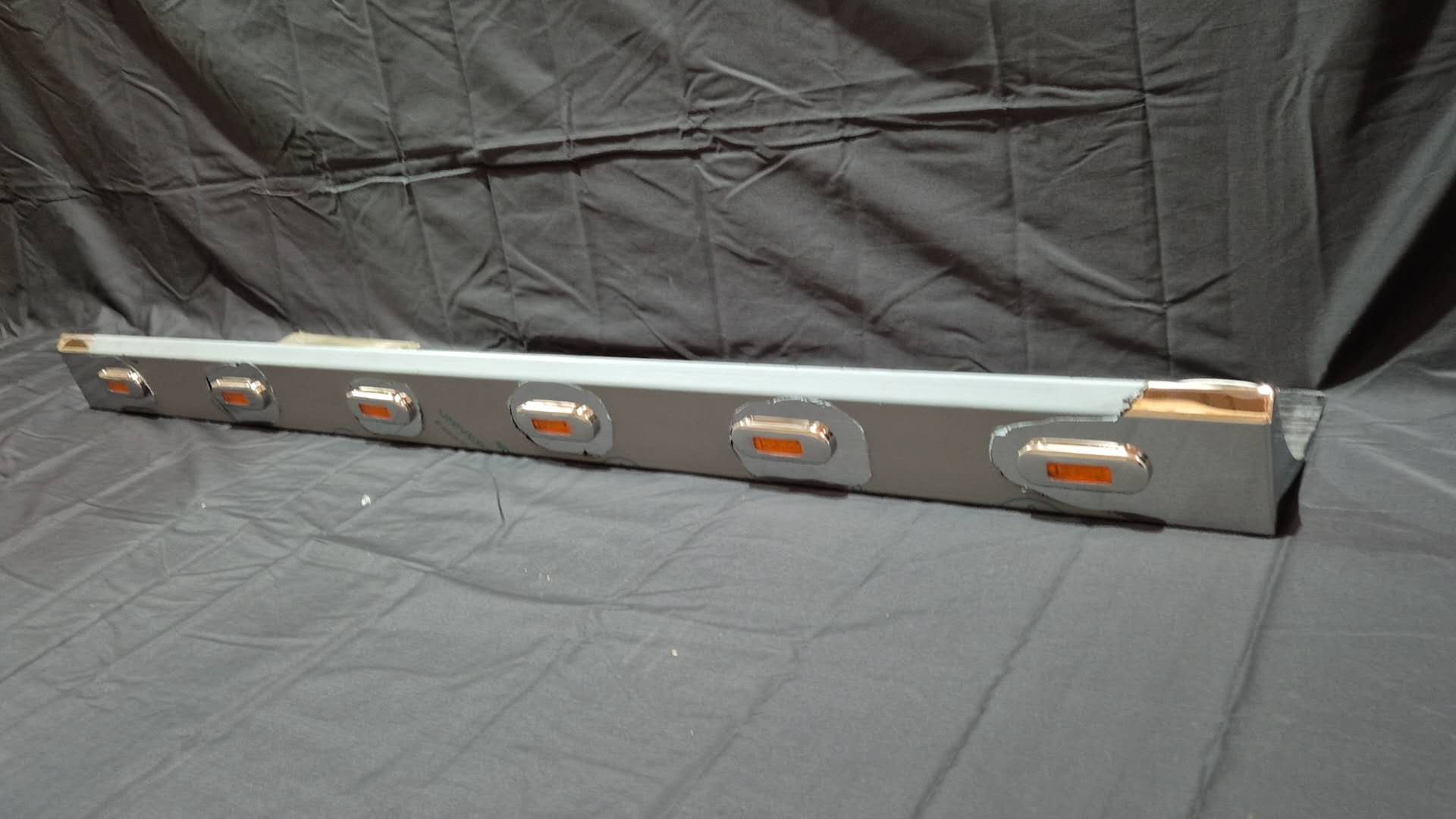 Stainless Steel Tank Skirt D Shape 1332mm 6 Amber LED To Suit Mack/Volvo