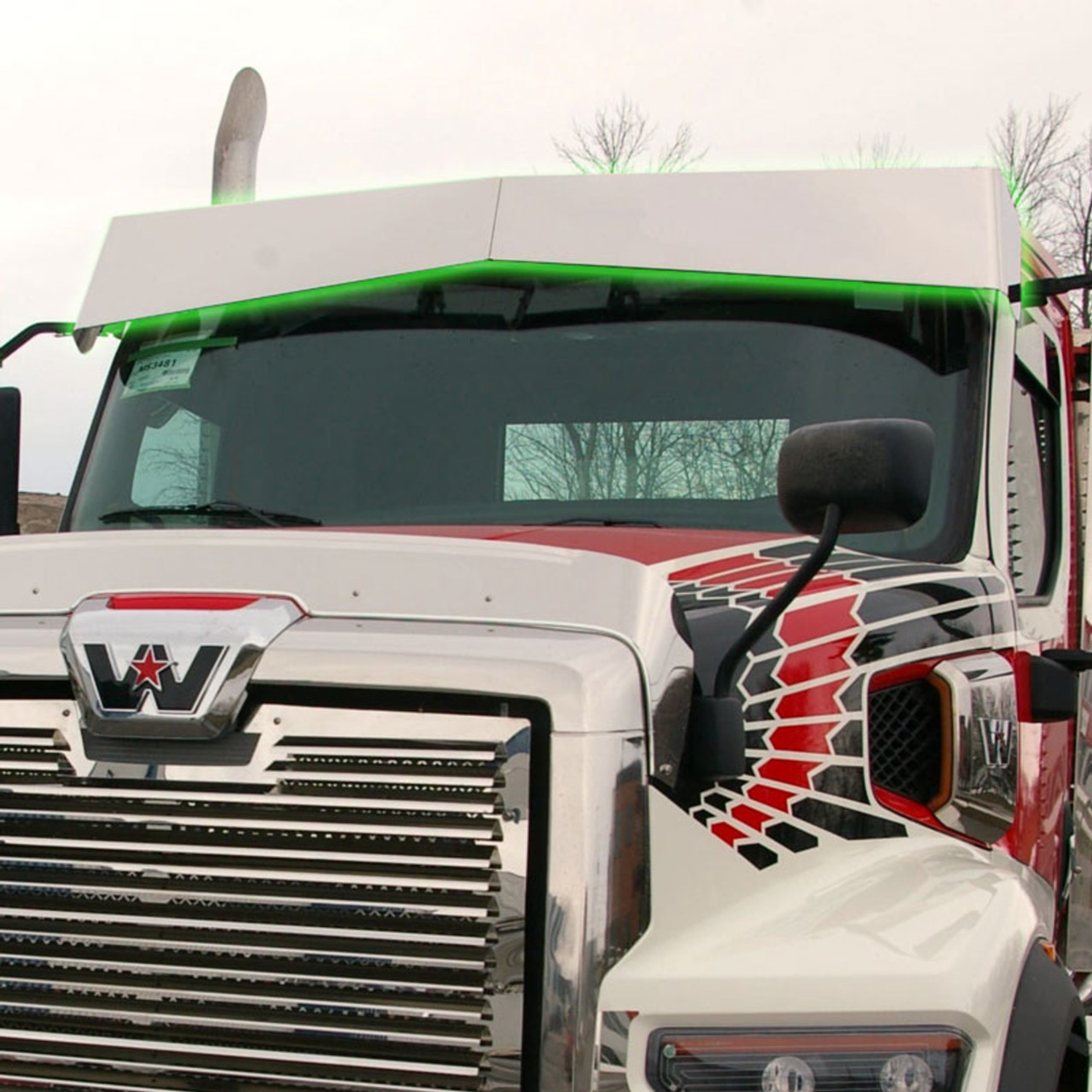 Stainless Steel 13" Bowtie Drop Visor To Suit Western Star 48X 49X