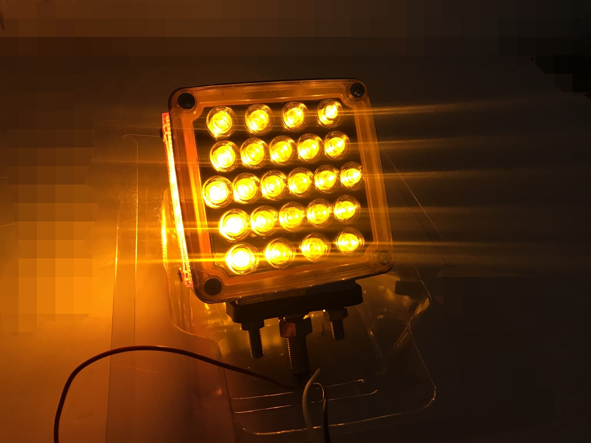 LED Square 1 & 2 Stud 2 face 12 Volt Amber Indicator