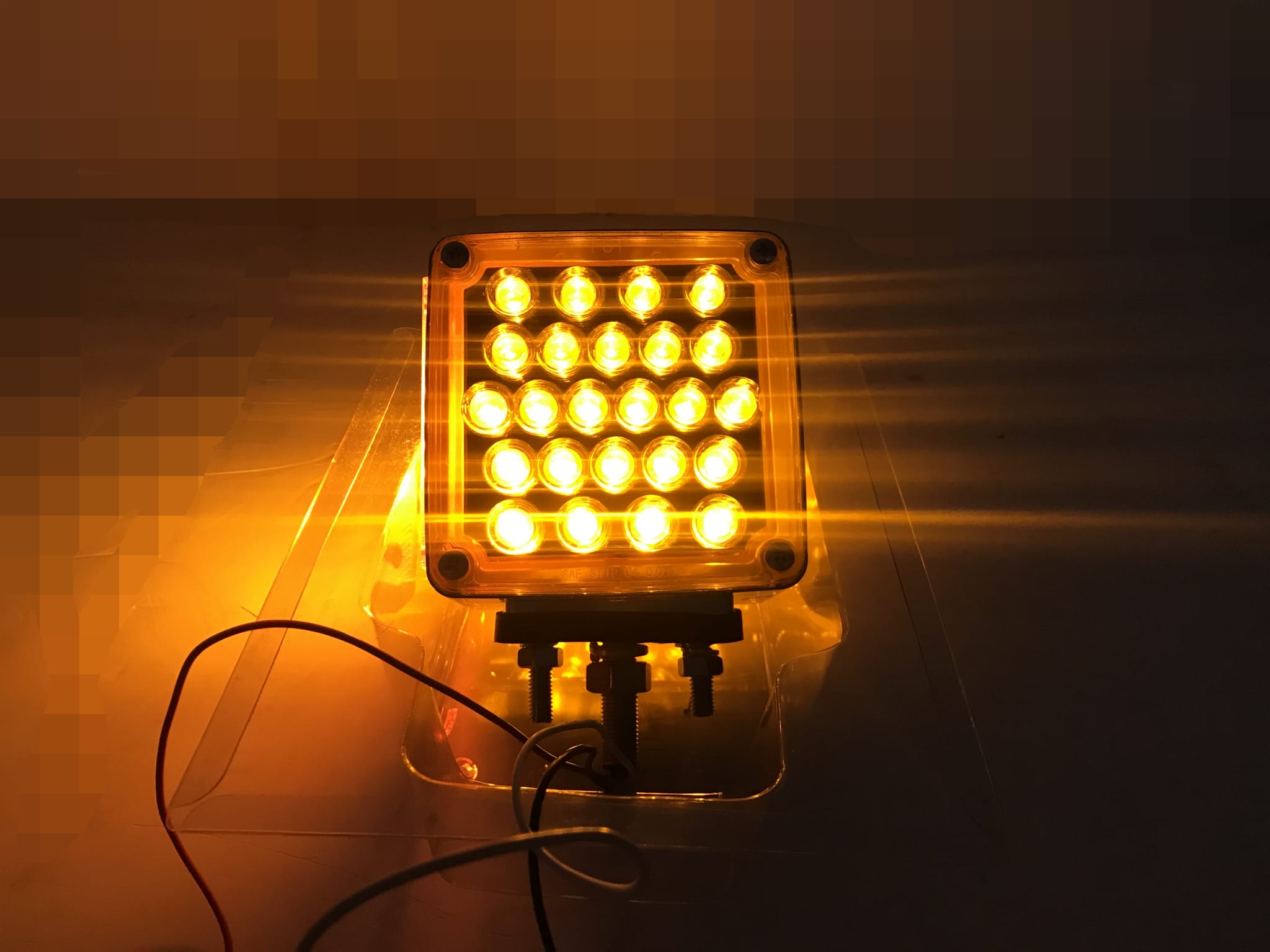 LED Square 1 & 2 Stud 2 face 12 Volt Amber Indicator
