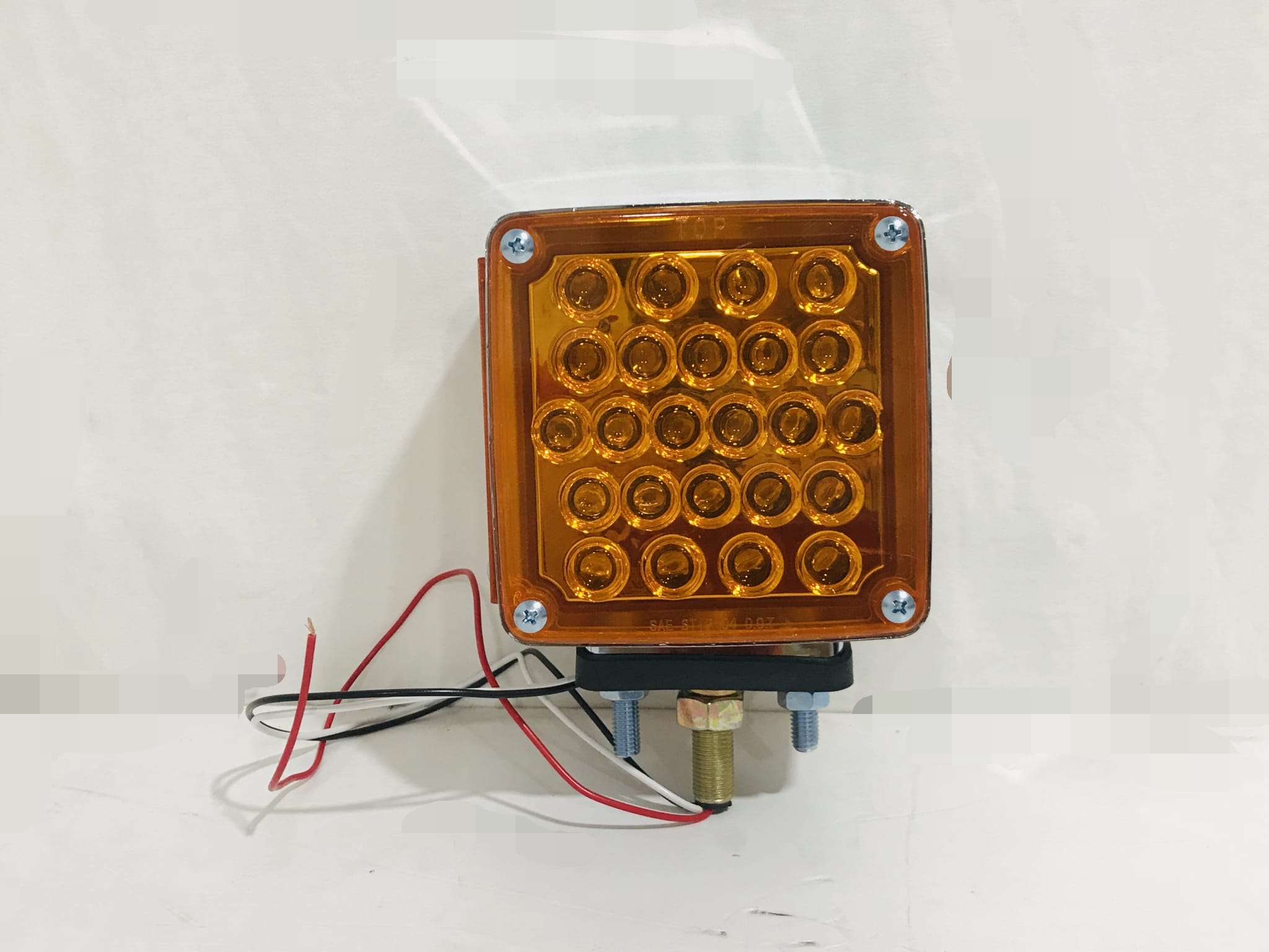 LED Square 1 & 2 Stud 2 face 12 Volt Amber Indicator