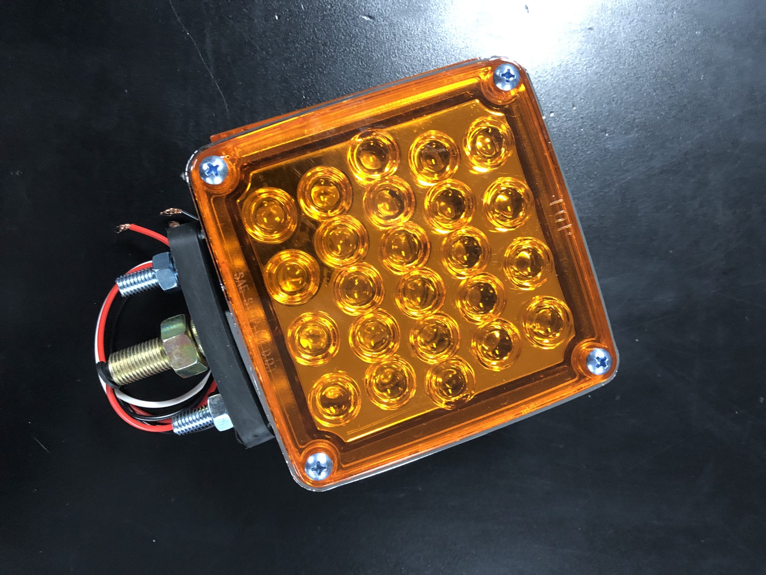 LED Square 1 & 2 Stud 2 face 12 Volt Amber Indicator