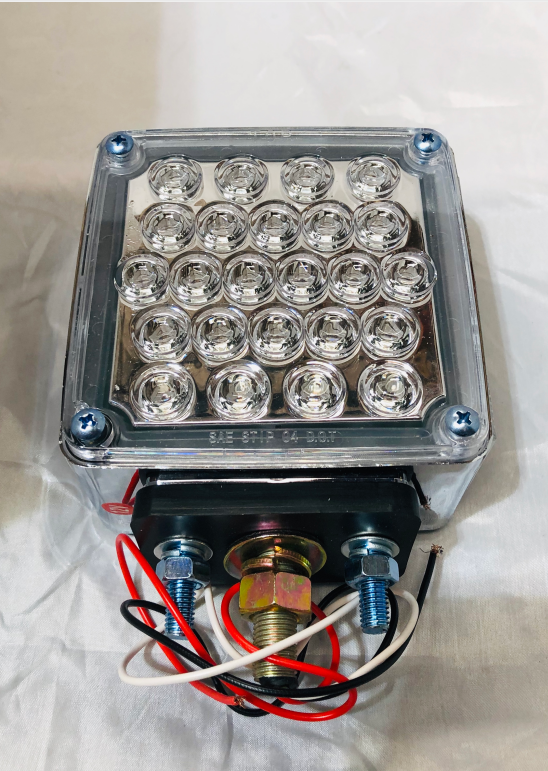 LED Square 1 & 2 Stud 2 Face Multi Volt Clear/Amber Indicator