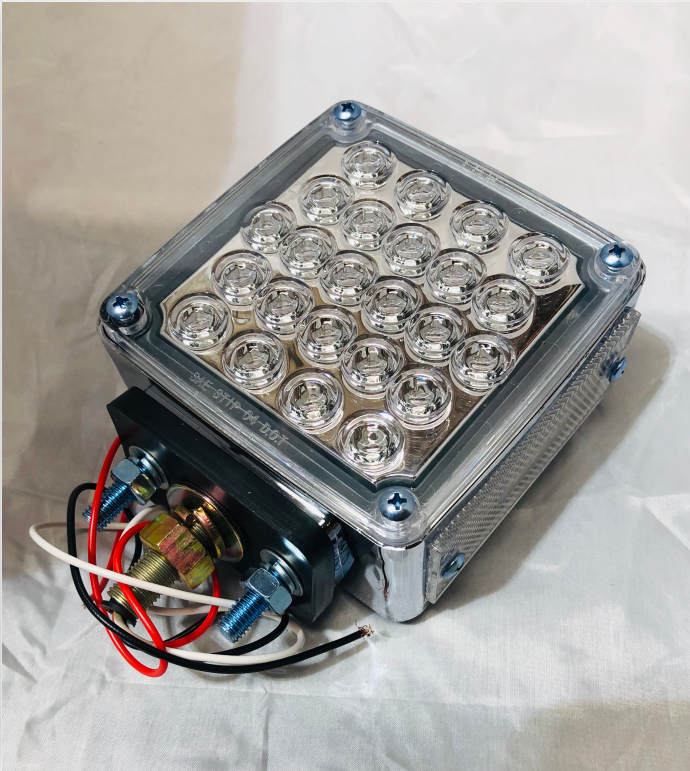 LED Square 1 & 2 Stud 2 Face Multi Volt Clear/Amber Indicator