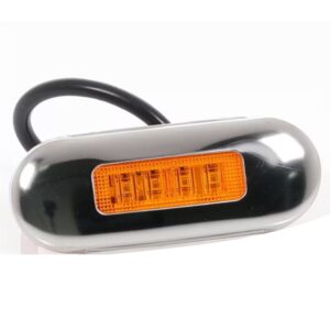 Amber multi-volt LED flush mount marker light with stainless steel trim