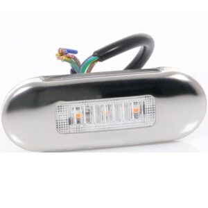 LED Multi-Volt Clear/Red/Green Flush Mount with Stainless Steel Trim