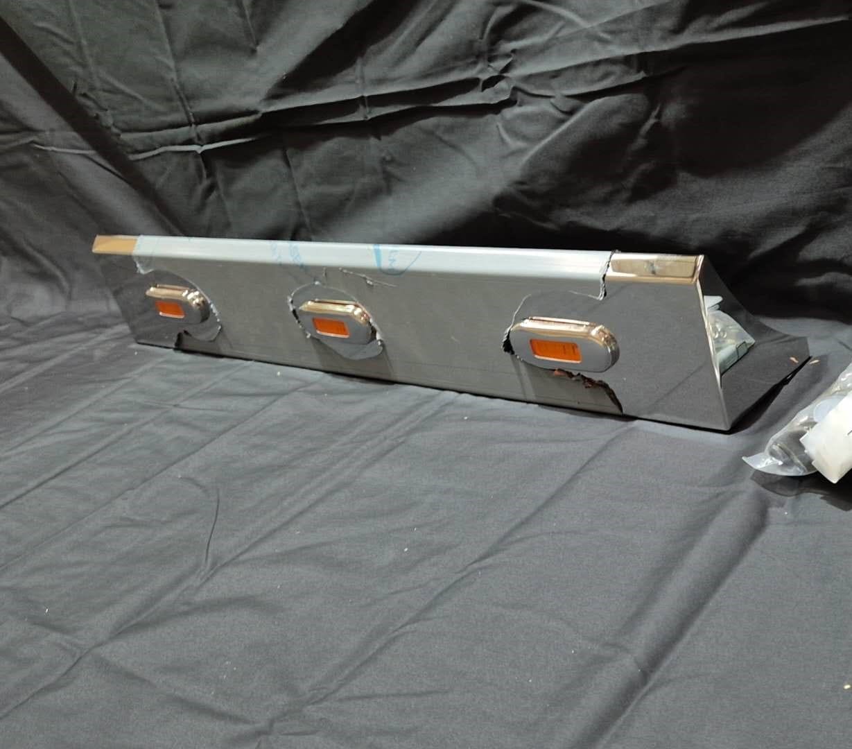 Stainless Steel Tank Skirt 700MM 3 Amber LED's Single To Suit Scania