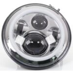 LED Angel Eye 7 Inch Headlight H4 Hi/Lo Clear