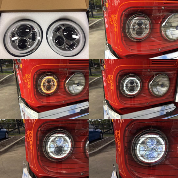 LED Angel Eye 7 Inch Headlight H4 Hi/Lo Clear