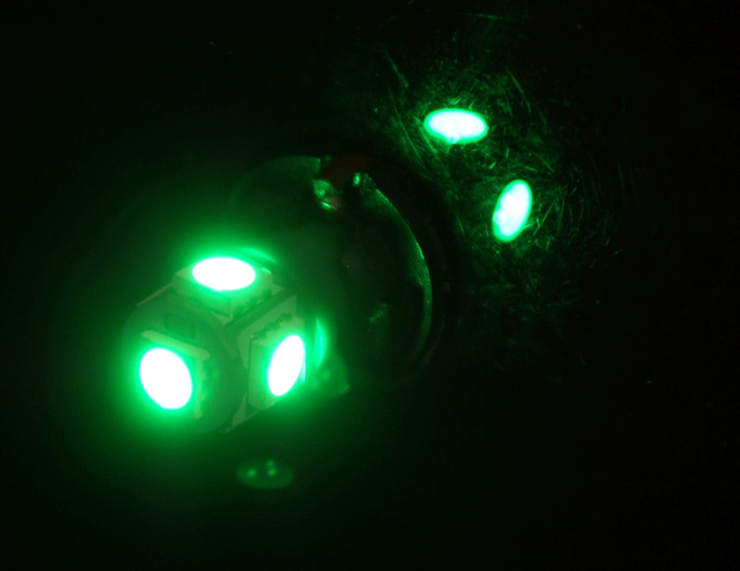LED Globe 12 Volt T10 Wedge Multi Directional Green Pair