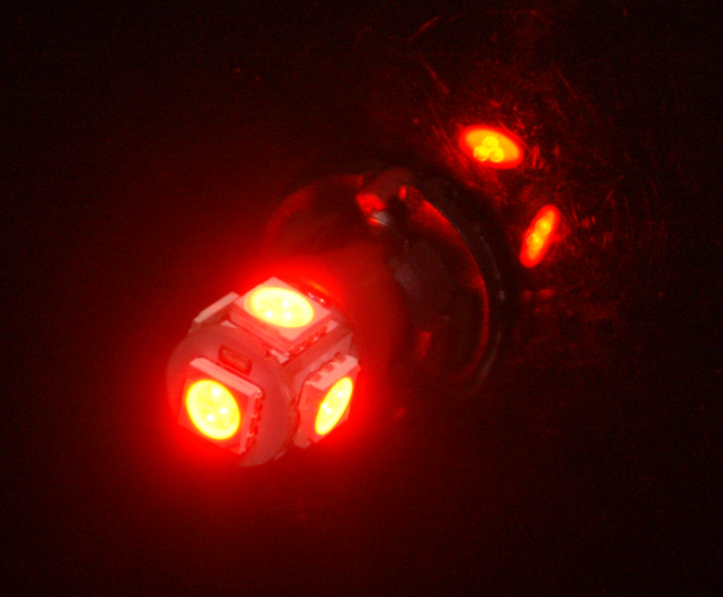 LED Globe 12 Volt T10 Wedge Multi Directional Red Pair