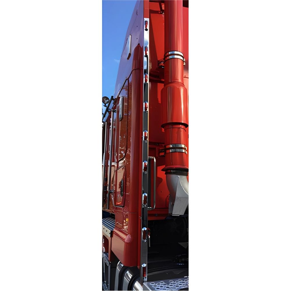 Stainless Steel Wing Extensions 1980mm With Red LED Lights To Suit Kenworth K200/K220 and Scania Euro 5
