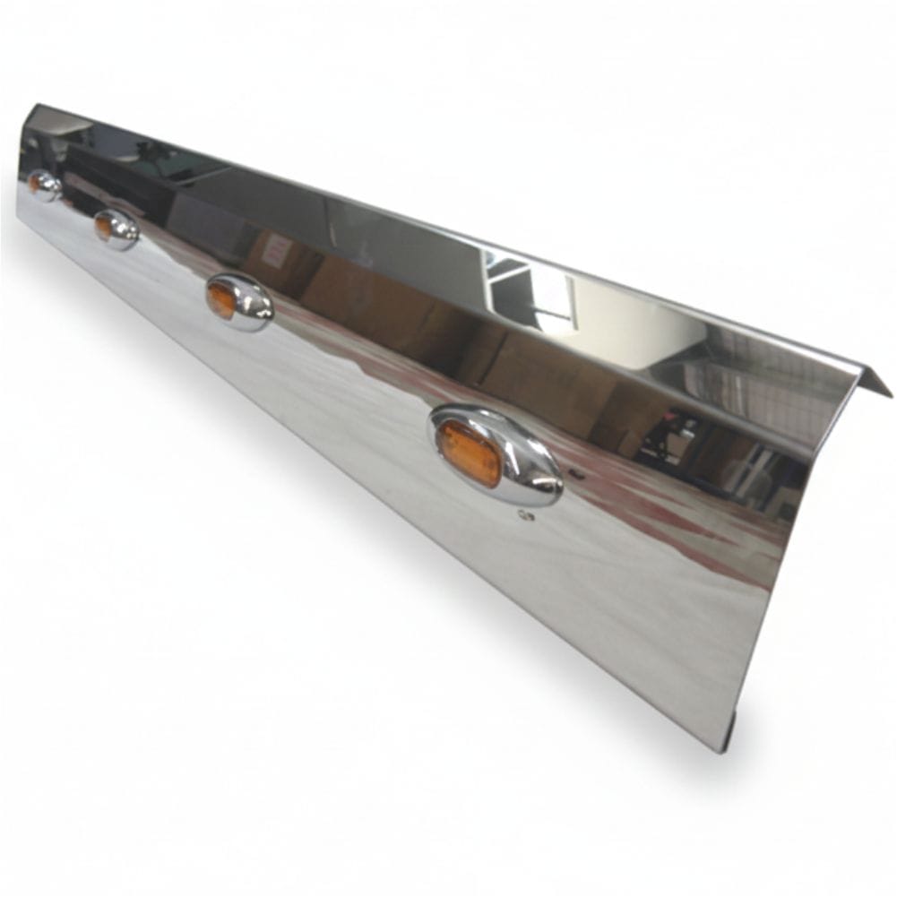 Stainless Steel Tank Skirt Round 1500MM 5 LED Amber Single To Suit Kenworth/Freightliner/Iveco