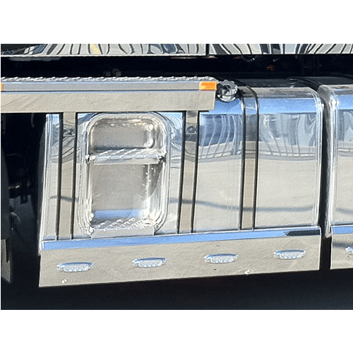 Stainless Steel Tank Skirt Square 870MM 4 LED Clear/Amber Single To Suit Kenworth/Freightliner/Iveco