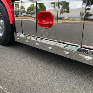 Stainless Steel Tank Skirt Square 1440mm End cap 5 LED Single Clear/Amber To Suit Freightliner/Kenworth/Iveco