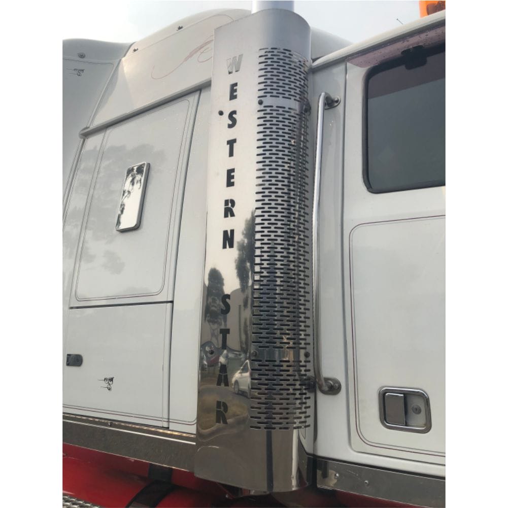Stainless Steel Exhaust Shroud Right To Suit Western Star With Text