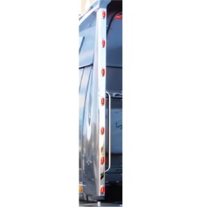 Stainless Steel Wing Extensions Red 7/14 LED Pair To Suit Western Star 4800/4900