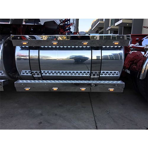 Stainless Steel Tank Skirt Round 1320MM 4 LED's Amber Single To Suit Western Star