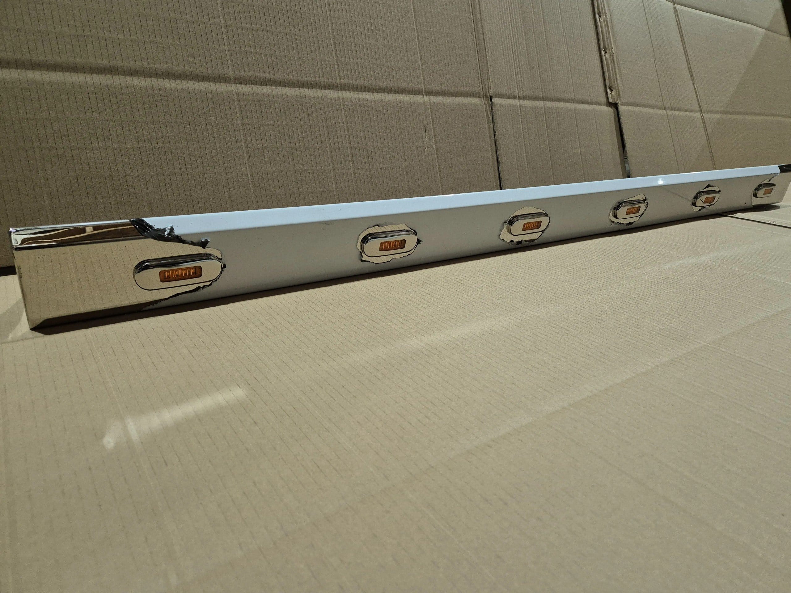 Stainless Steel Tank Skirt D Shape 1580mm 6 Amber LED Single To Suit Mack/Volvo