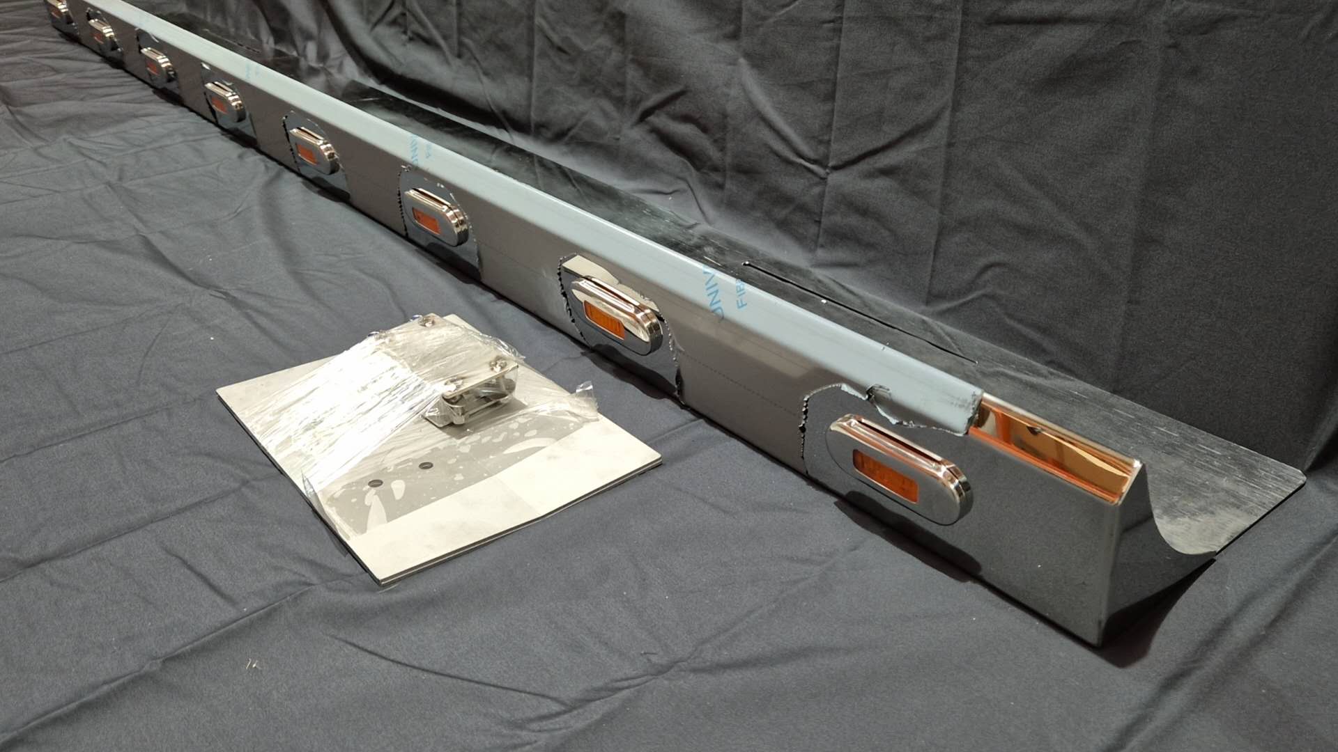 Stainless Steel Tank Skirt D Shape 1845mm 8 Amber LED To Suit Mack/Volvo