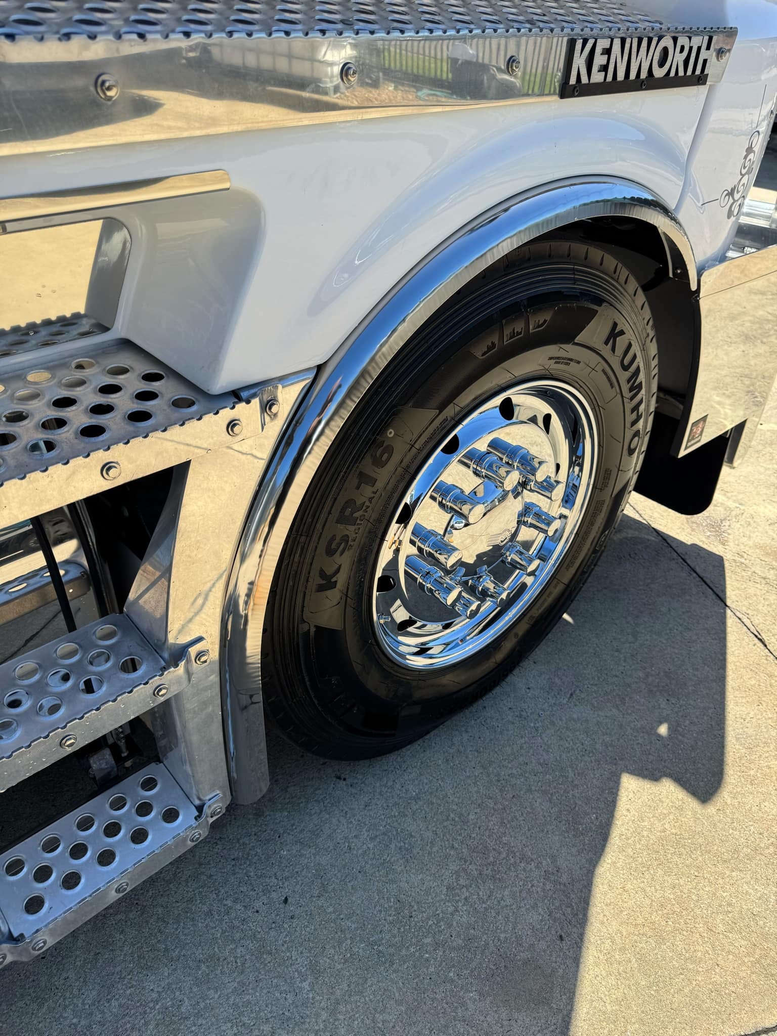 Kenworth K200 Steer Flares stainless steel rolled edge