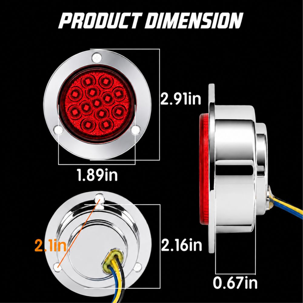 LED Multi-Volt 2 Inch Round With Bezel Light Red - Image 2