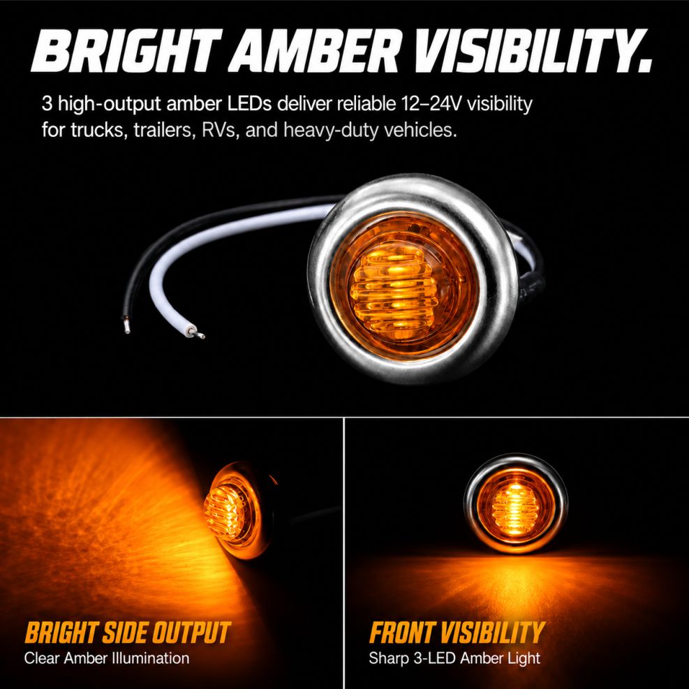 LED Multi-Volt Mini Button Amber Single - Image 4