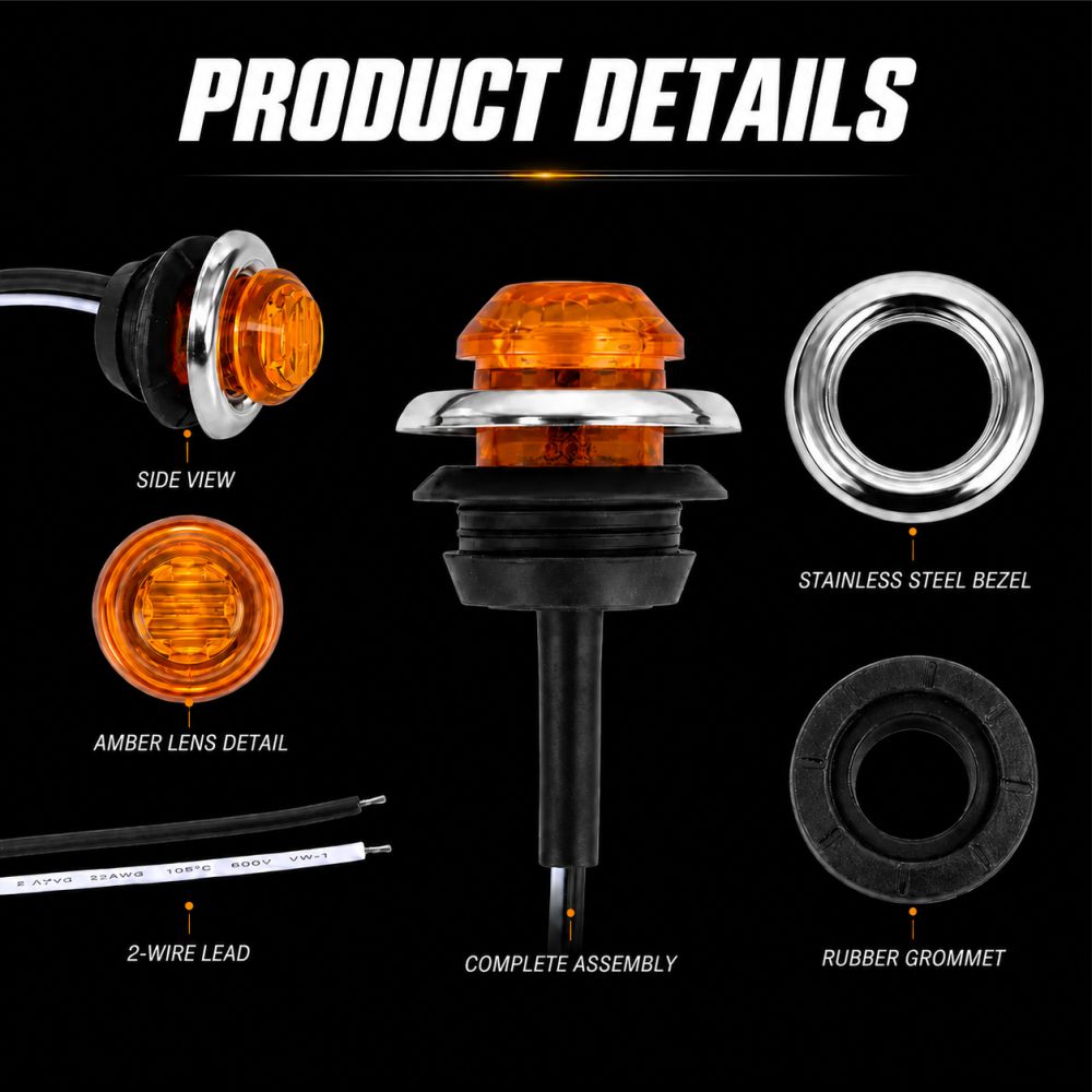 LED Multi-Volt Mini Button Amber Single - Image 3