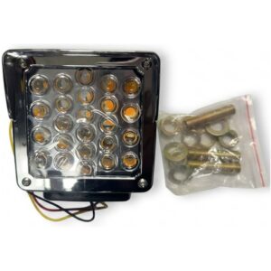 LED Square 1 & 2 Stud 2 face Multi Volt Clear/Amber Strobe Indicator