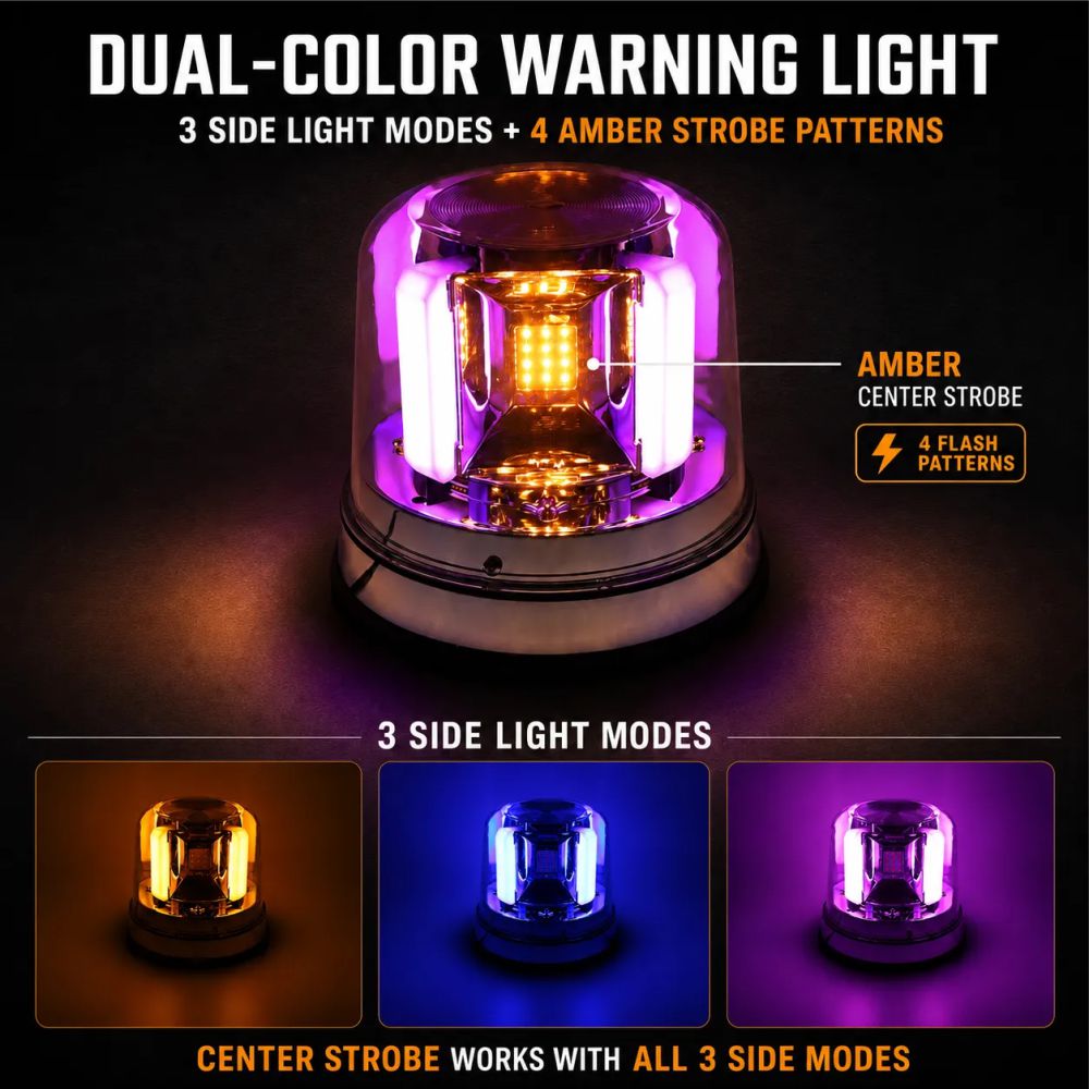LED Multi Volt Amber/Blue Revolving Flashing Light - Image 6
