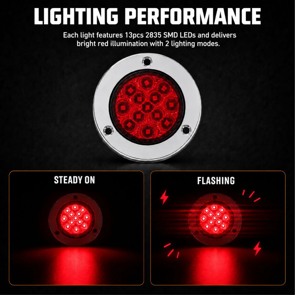 LED Multi-Volt 2 Inch Round With Bezel Light Red - Image 3