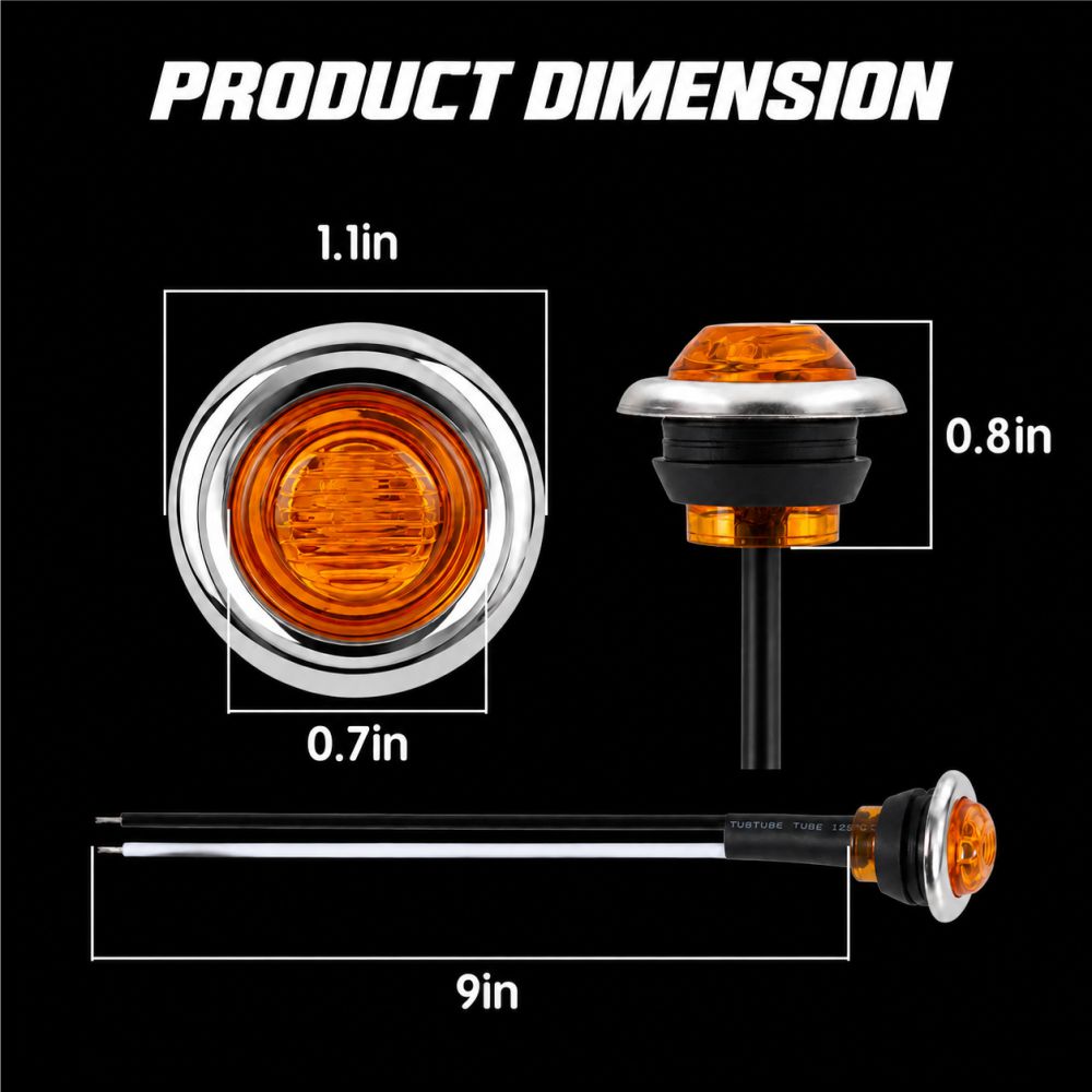 LED Multi-Volt Mini Button Amber Single - Image 2
