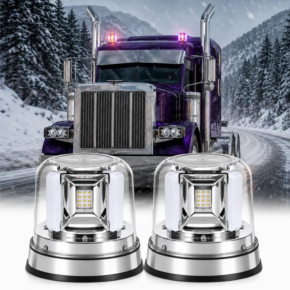 LED Multi Volt Amber/Purple Revolving Flashing Light - Image 6