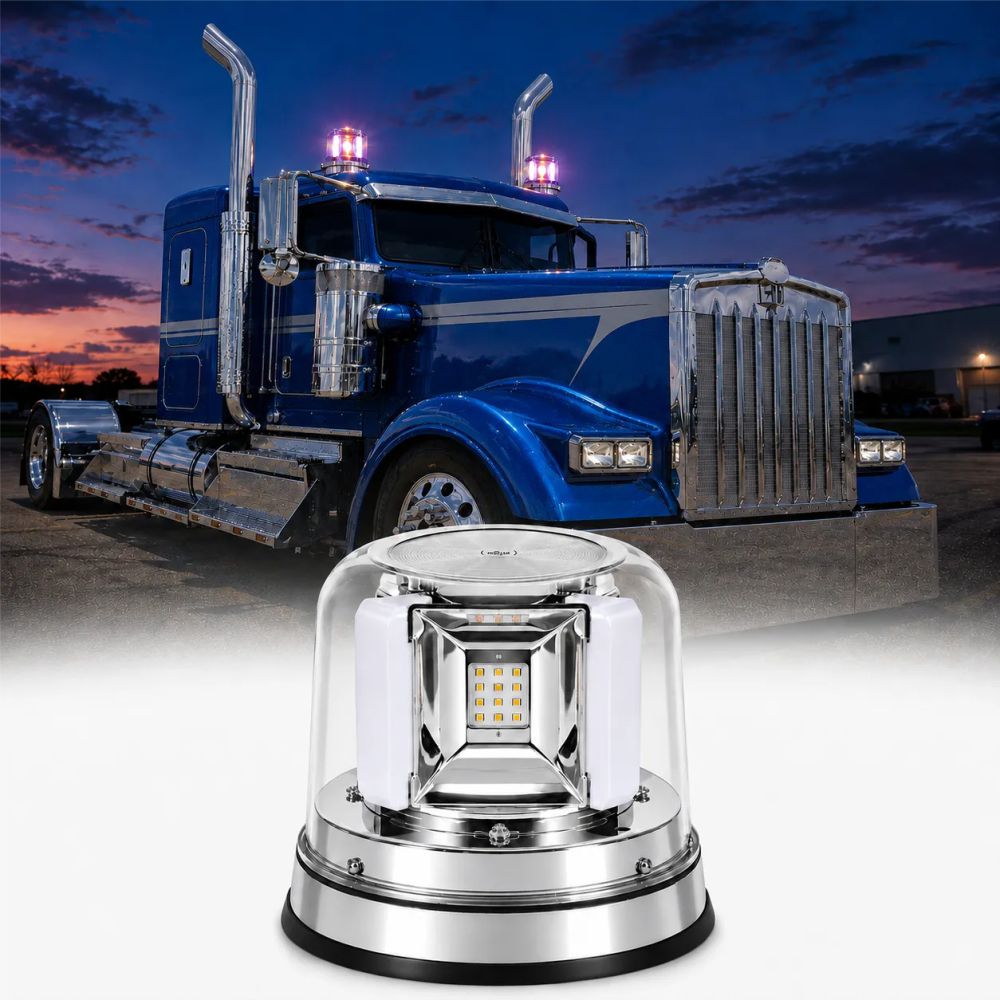 LED Multi Volt Amber/Blue Revolving Flashing Light - Image 5