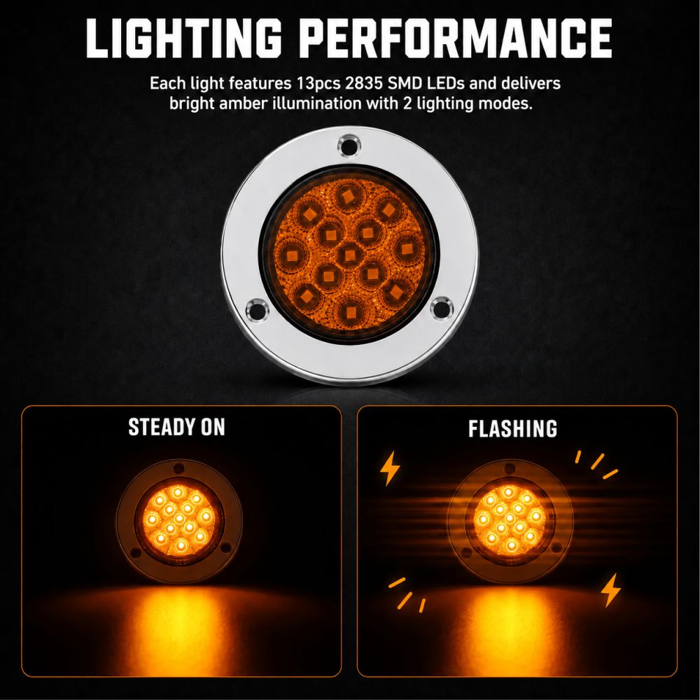 LED Multi-Volt 2 Inch Round With Bezel Light Amber - Image 2