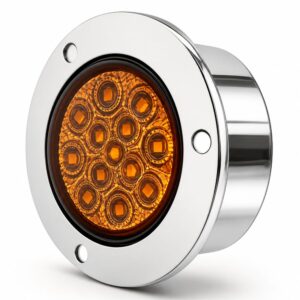 LED Multi-Volt 2 Inch Round With Bezel Light Amber